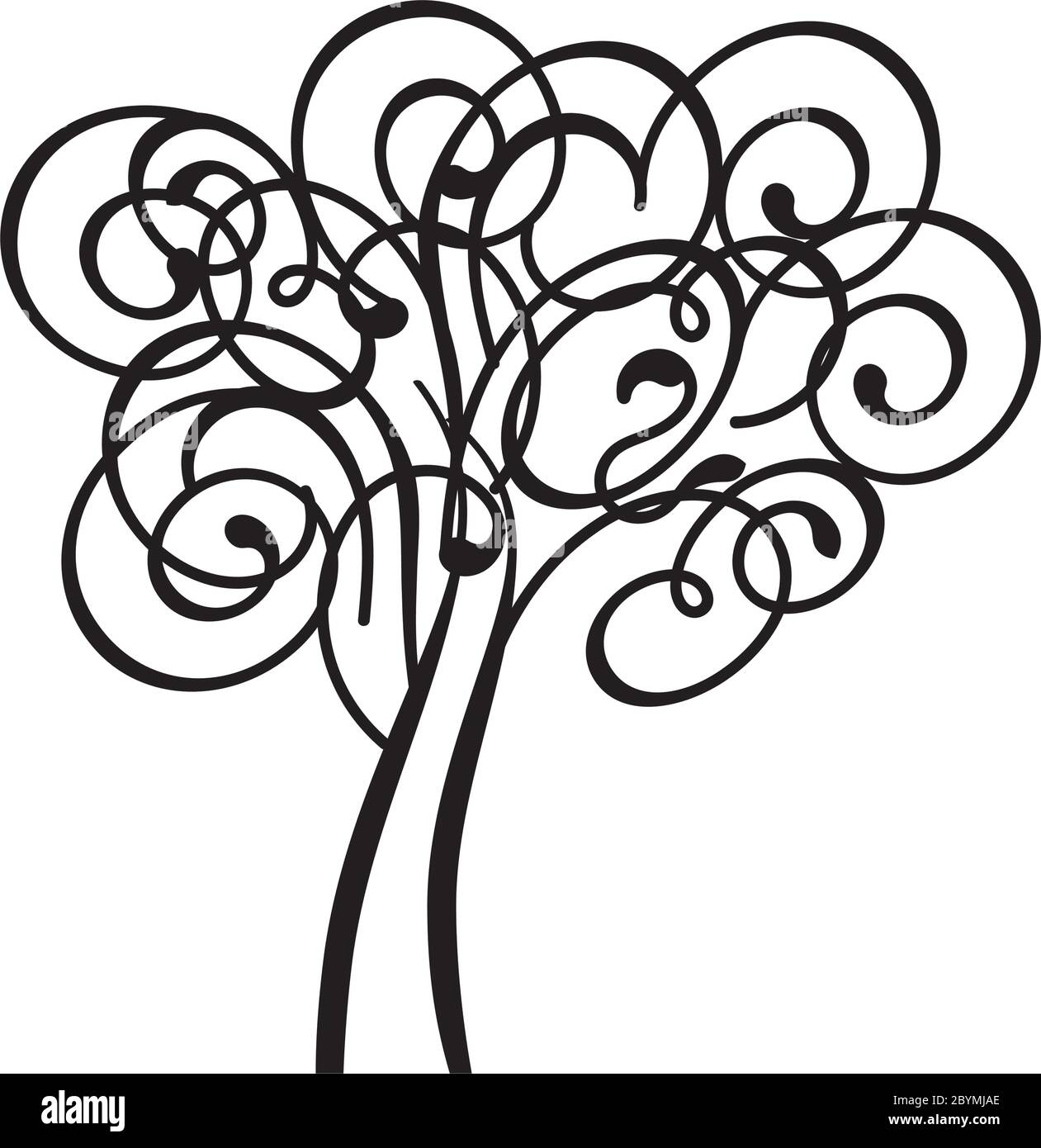 Frühling dekorativen Baum des Lebens. Silhouette Form mit Blättern. Vektorgrafik. Pflanze im Garten. Lizenzfreies Vektorobjekt. Stock Vektor