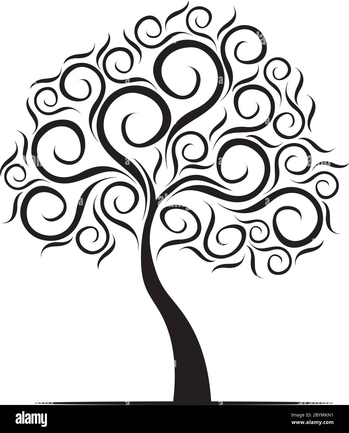 Frühling dekorativen Baum des Lebens. Silhouette Form mit Blättern. Vektorgrafik. Pflanze im Garten. Lizenzfreies Vektorobjekt. Stock Vektor