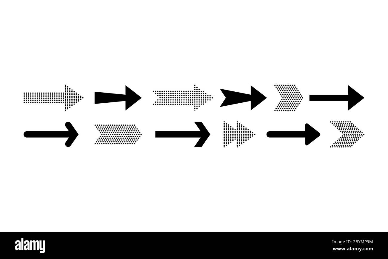 Pfeil-Symbole gesetzt oder Taste in modernen einfachen Piktogramm ist minimal, flach, einfach, modernen Stil für Anwendungen, Web, App. Isoliert auf weißem Hintergrund Stock Vektor