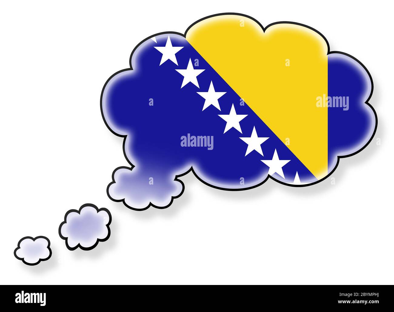 Flagge in der Cloud, isoliert auf weißem Hintergrund Stockfoto