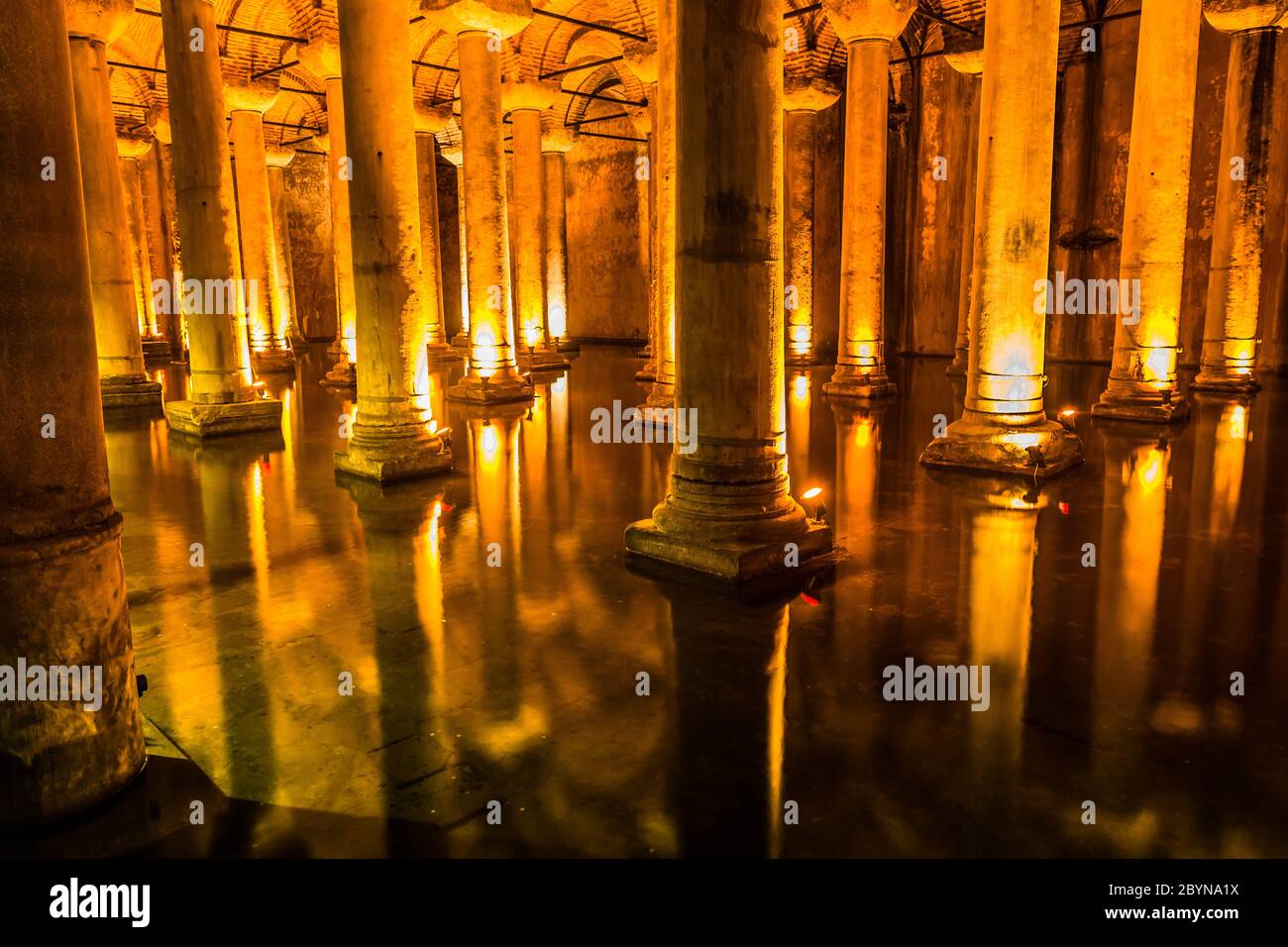 Unterirdische Zisterne (Yerebatan Sarnici) in Istanbul, Türkei Stockfoto