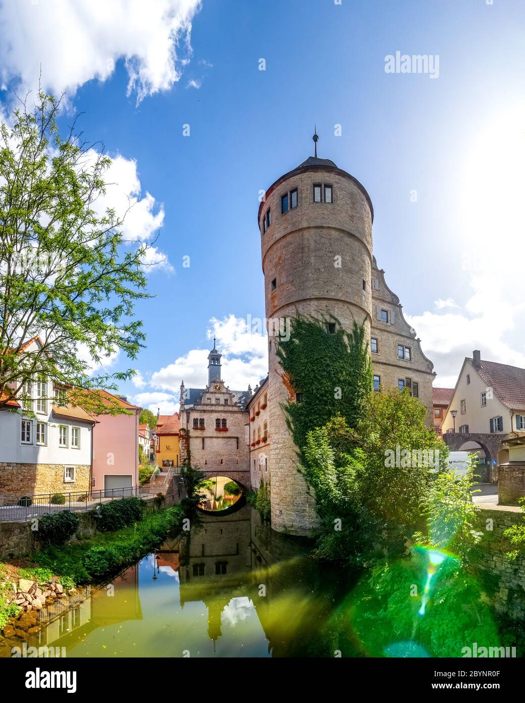 Schwarzer Turm in Marktbreit, Bayern, Deutschland Stockfoto