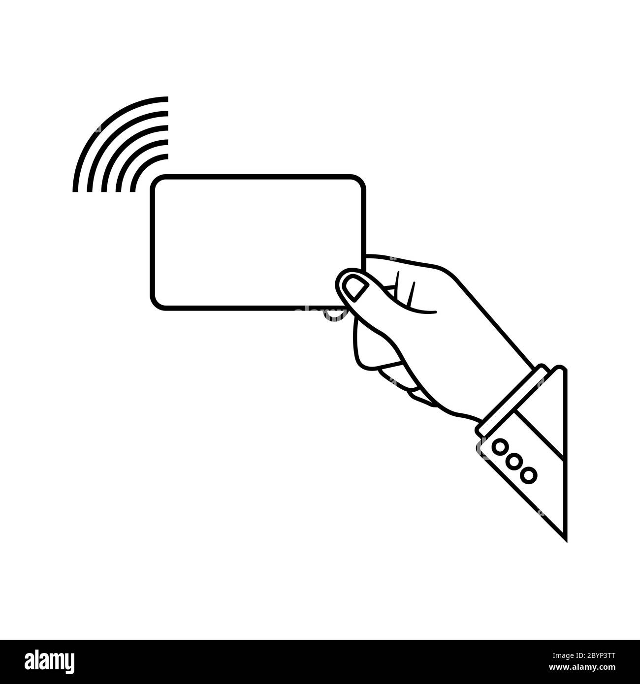 NFC-Zahlungssymbol über mit Kreditkarte. Kontaktlose Zahlungssysteme für Karten. Vektor auf isoliertem weißen Hintergrund. EPS 10 Stock Vektor