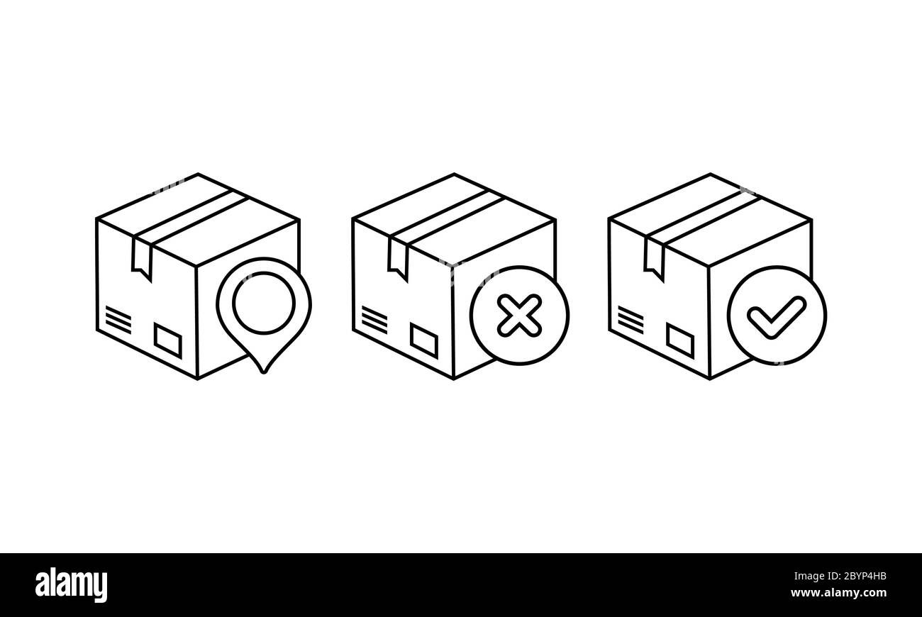 Lieferbox, Symbol für Auftragsverfolgung. Paket, Paketstandort auf isoliertem Hintergrund. Vektor EPS 10. Stock Vektor