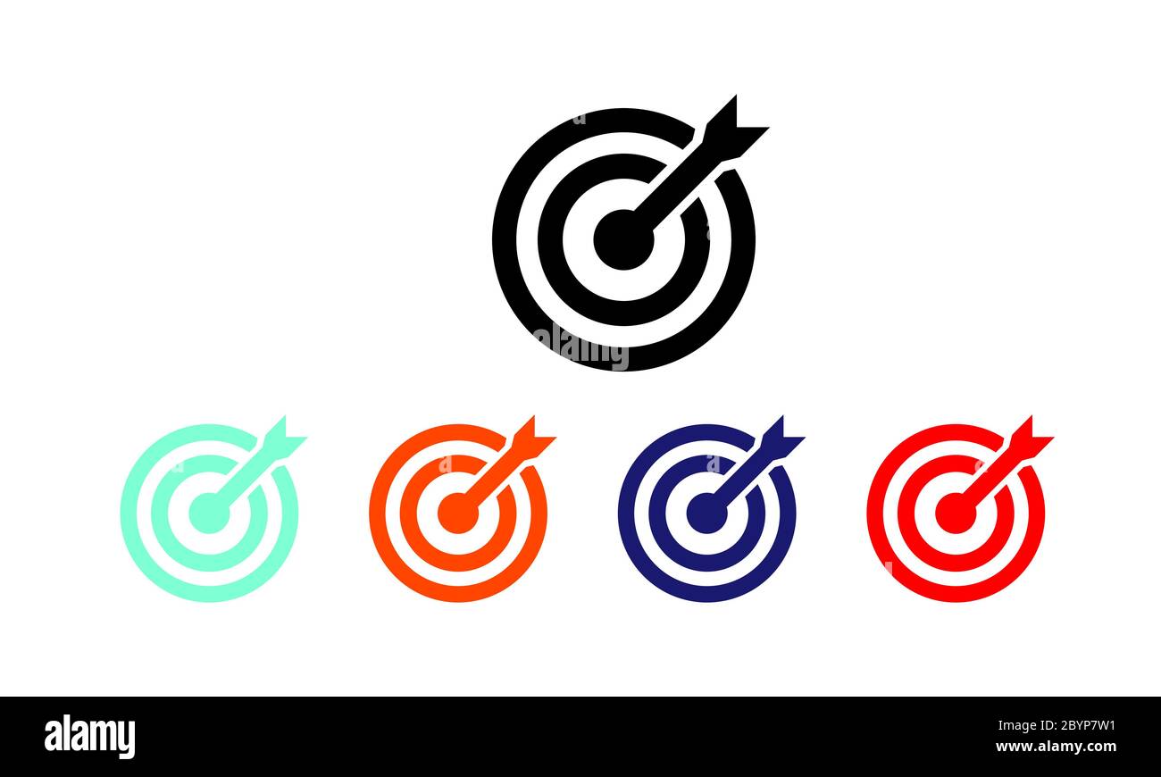 Mission, Zielsymbol oder Logo für Geschäftsziele auf einem isolierten weißen Hintergrund. Vektor EPS 10. Stock Vektor