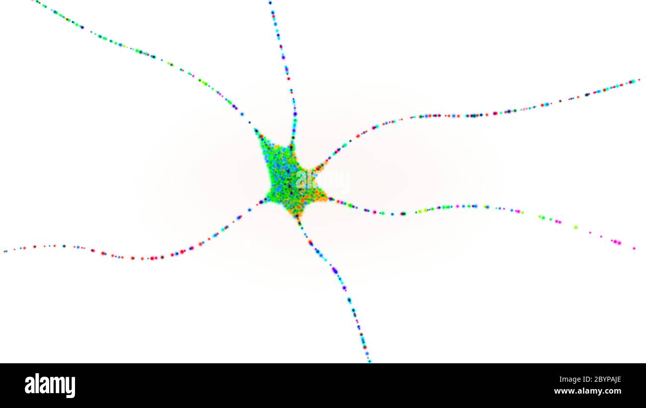 Mehrfarbig und überträgt einzelne Nervenzelle oder Neuron - 3d-Illustration Stockfoto