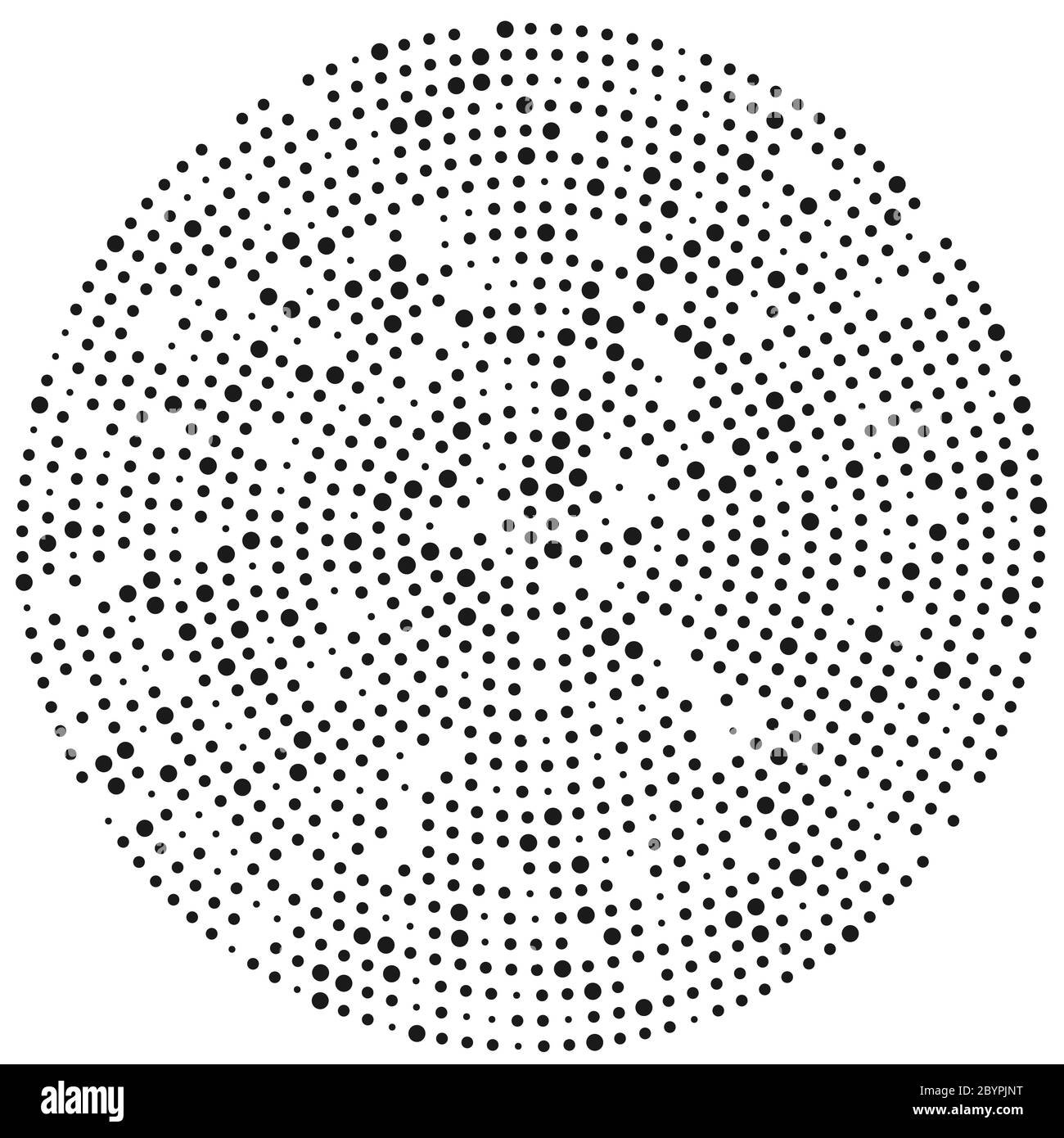 Schwarzer abstrakter Kreis aus Punkten in radialer Anordnung Stock Vektor