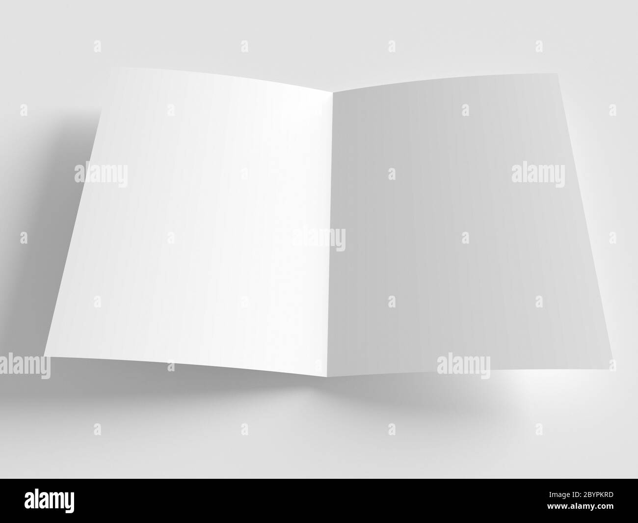 Hintergrund mit gebogen in der Hälfte leeres Blatt Papier mit Schatten. 3d-Rendering Stockfoto