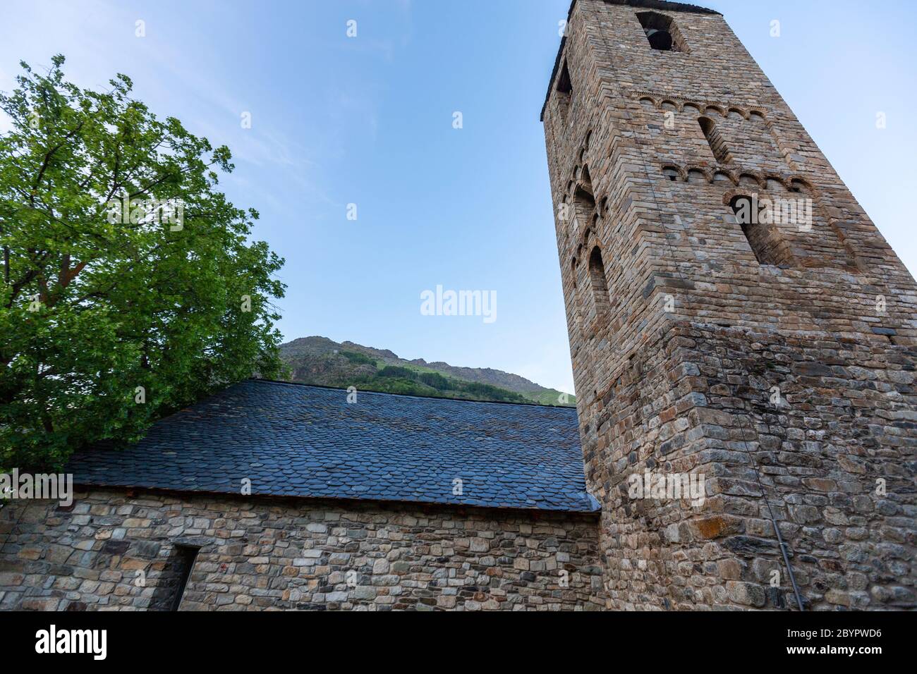 Romanische Kirche von Sant Joan de Boí, Boi, Provinz Lleida, Katalonien, Spanien Stockfoto