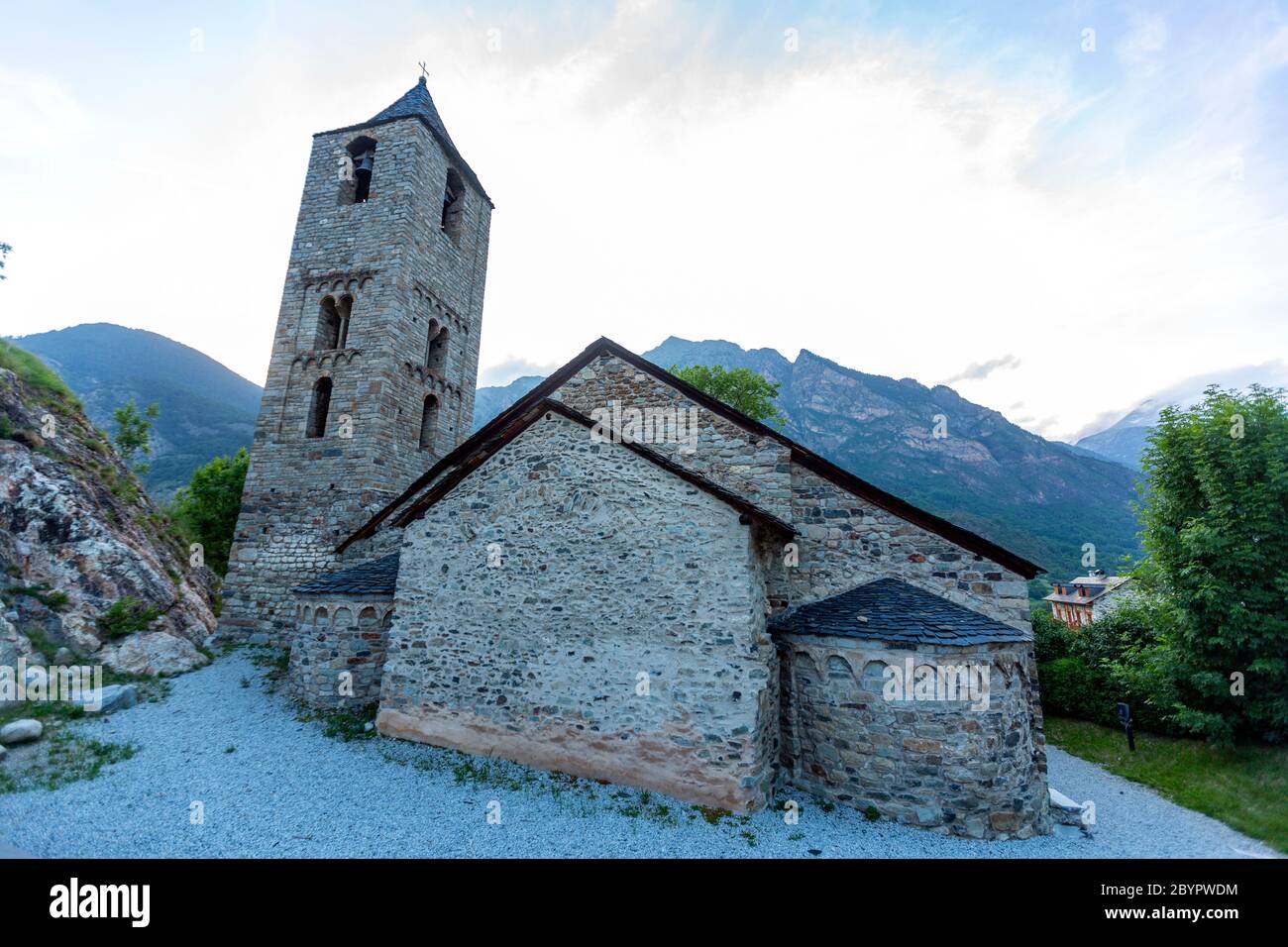 Romanische Kirche von Sant Joan de Boí, Boi, Provinz Lleida, Katalonien, Spanien Stockfoto