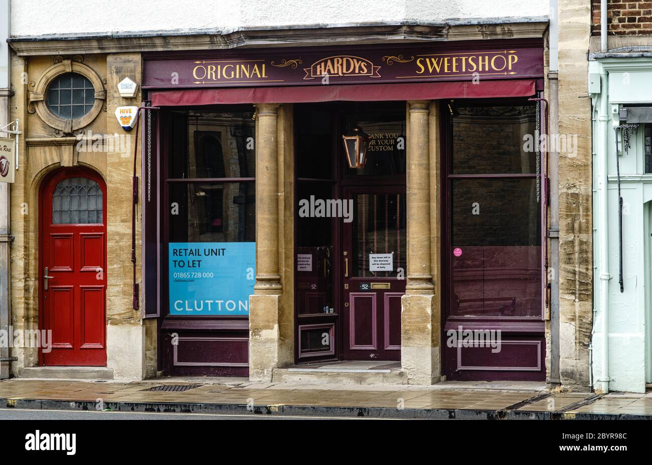 Der Original Sweetshop, High St, Oxford, Großbritannien, wurde nun geschlossen, da Unternehmen aufgrund des Coronavirus gesperrt wurden Stockfoto