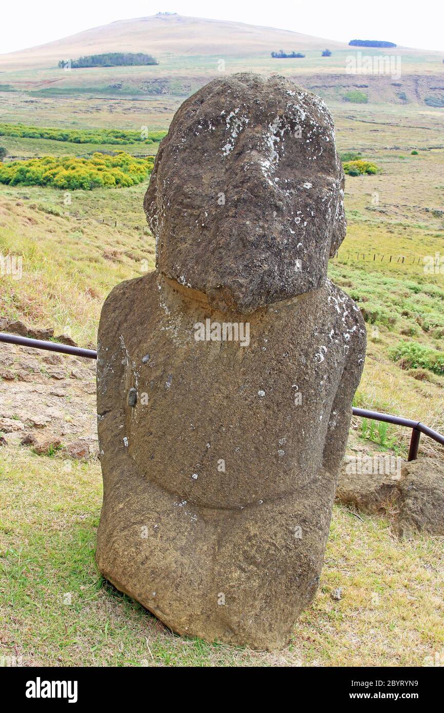 Steinbruch Rano Raraku Moai, Osterinsel Stockfoto