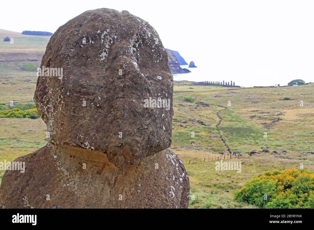 Steinbruch Rano Raraku Moai, Osterinsel Stockfoto
