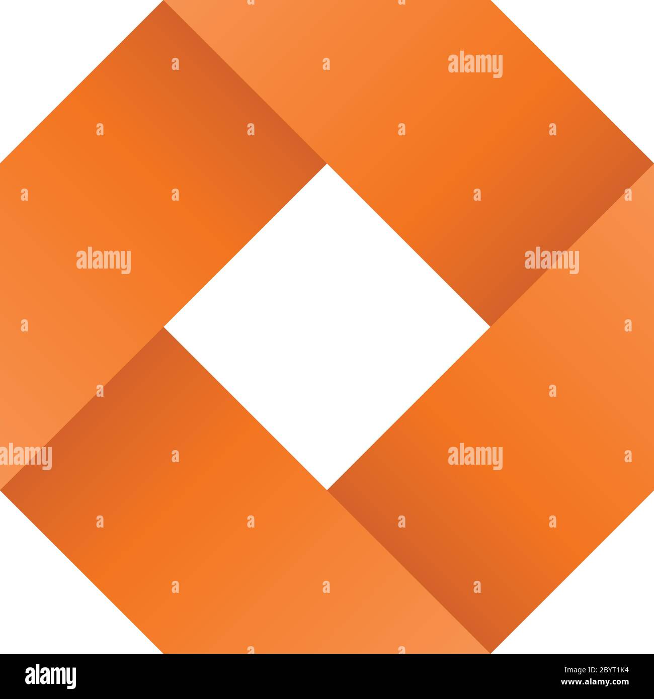 Orange unendliche Schleife Band in einer Form von Rhombus gefaltet. 3D-ähnliches Vektorsymbol. Modernes Ikonendesign. Stock Vektor