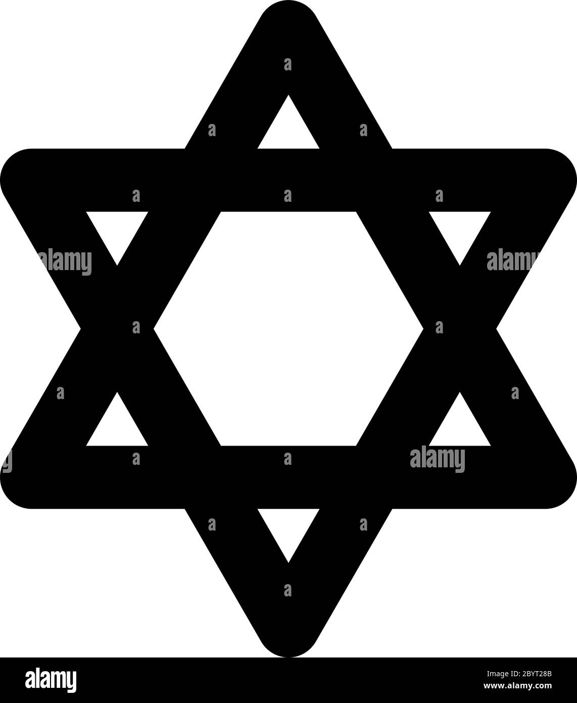Star of David. Hexagramm. Symbol der jüdischen Identität und des Judentums. Einfache flache schwarze Illustration mit abgerundeten Ecken. Stock Vektor