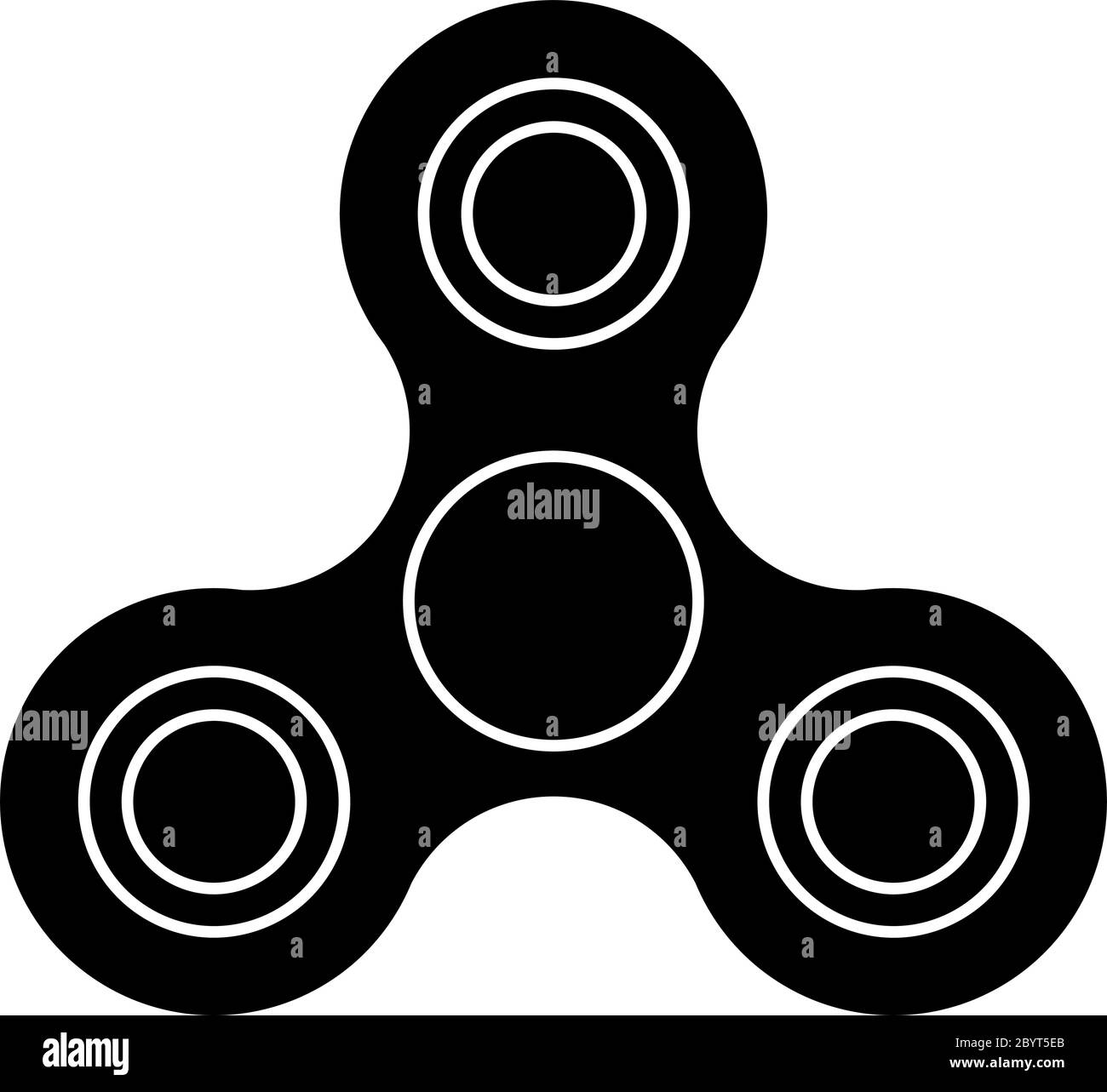 Dreiblättriger Spinner - beliebtes Spielzeug und Anti-Stress-Tool. Schwarzes einfaches flaches Vektor-Symbol auf weißem Hintergrund isoliert. Stock Vektor
