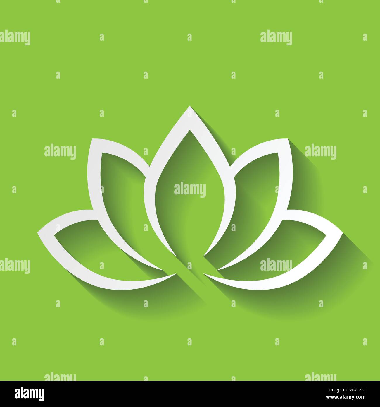 Lotus Blume Symbol auf grünen Verlauf Hintergrund. Wellness, Spa, Yoga, Beauty und gesundes Lifestyle-Thema. Vektorgrafik. Stock Vektor