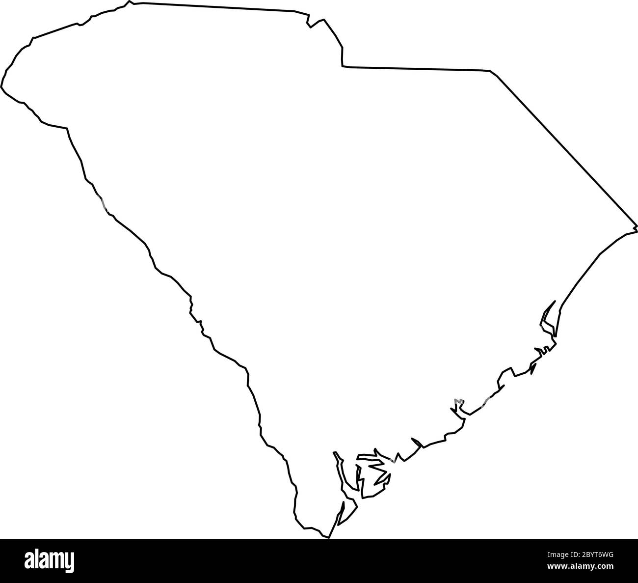South Carolina, Bundesstaat USA - solide schwarze Übersichtskarte der Landesfläche. Einfache flache Vektorgrafik. Stock Vektor