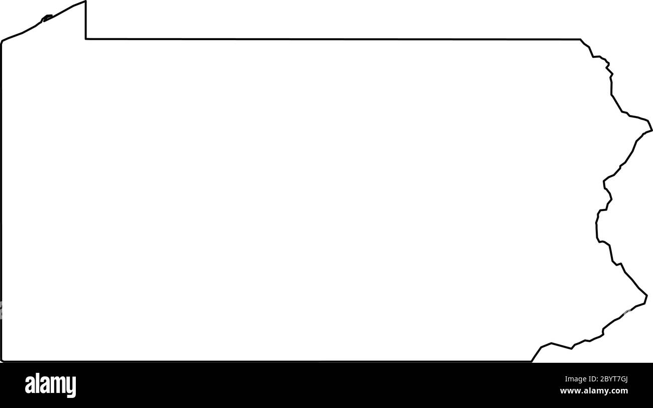 Pennsylvania, Bundesstaat USA - solide schwarze Übersichtskarte der Landesfläche. Einfache flache Vektorgrafik. Stock Vektor