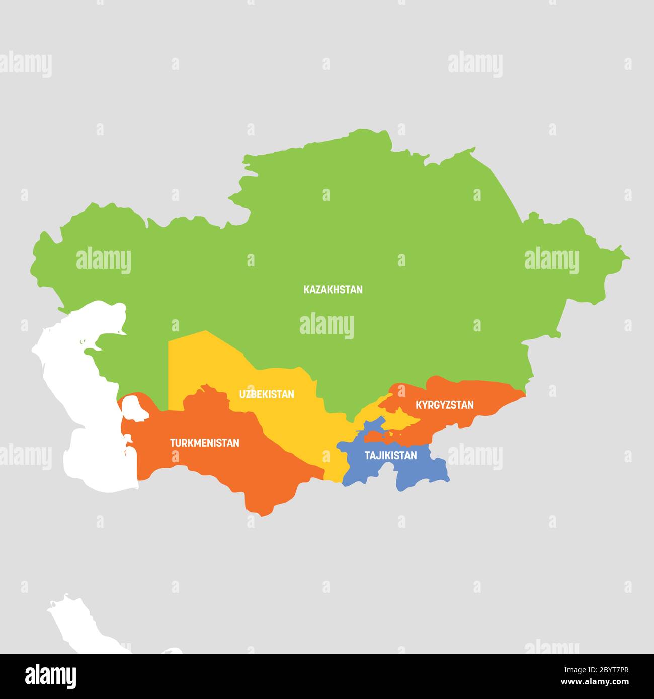 Zentralasien. Karte der Länder in Zentralasien. Vektorgrafik. Stock Vektor