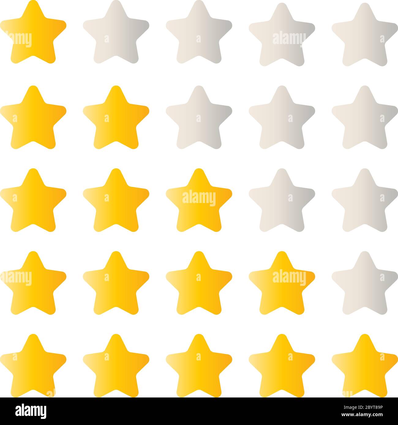 5 Sterne bewertet. Einfache abgerundete Formen in grau und gelb. Stock Vektor