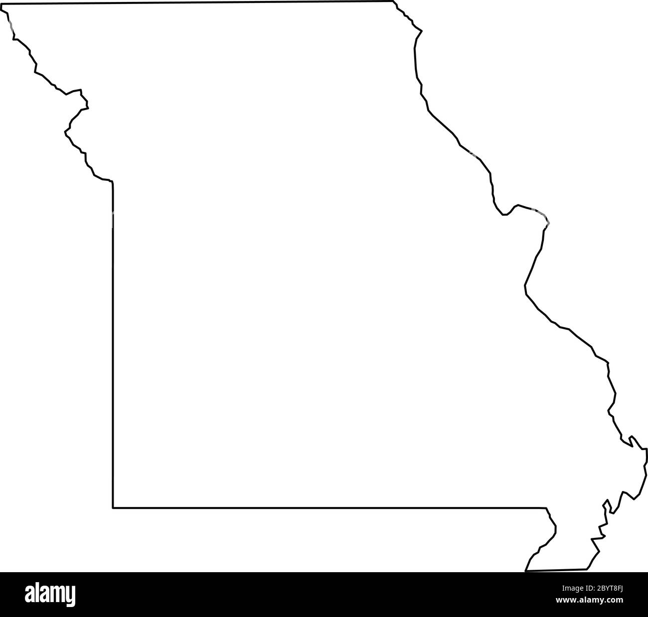 Missouri, Bundesstaat USA - solide schwarze Übersichtskarte der Landesfläche. Einfache flache Vektorgrafik. Stock Vektor