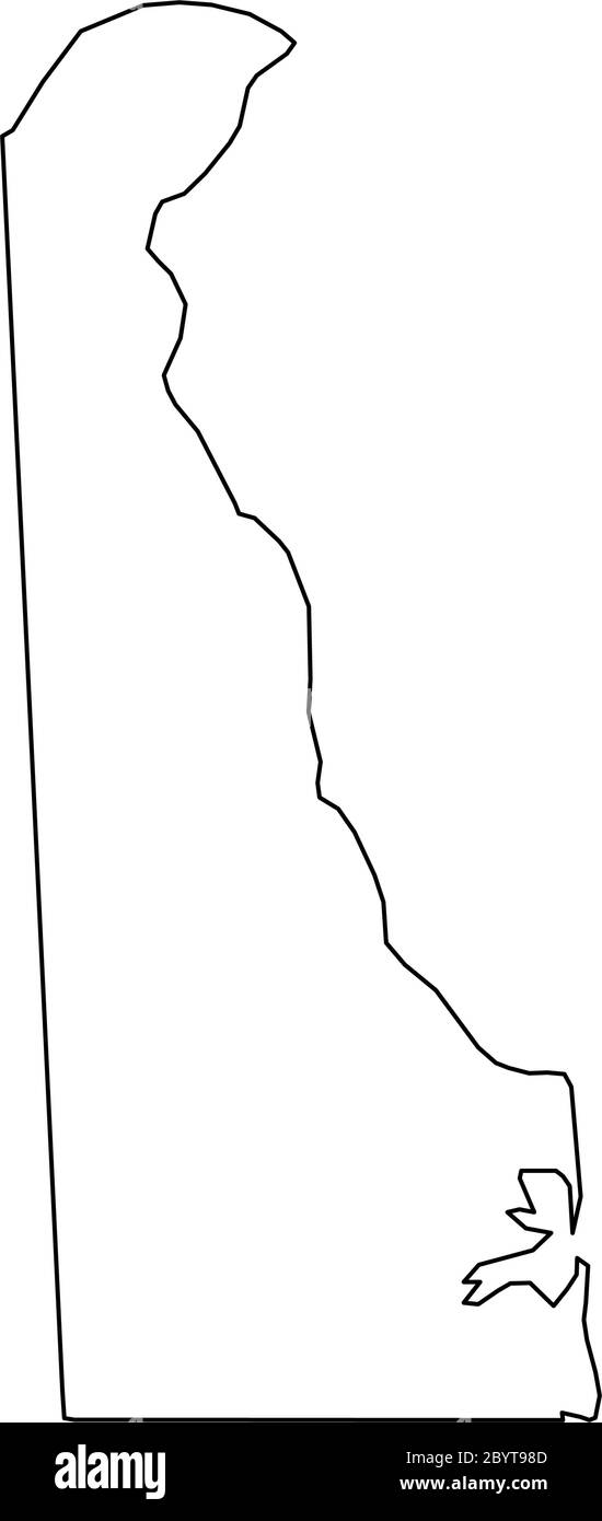 Delaware, Bundesstaat USA - durchgehende schwarze Übersichtskarte der Landesfläche. Einfache flache Vektorgrafik. Stock Vektor