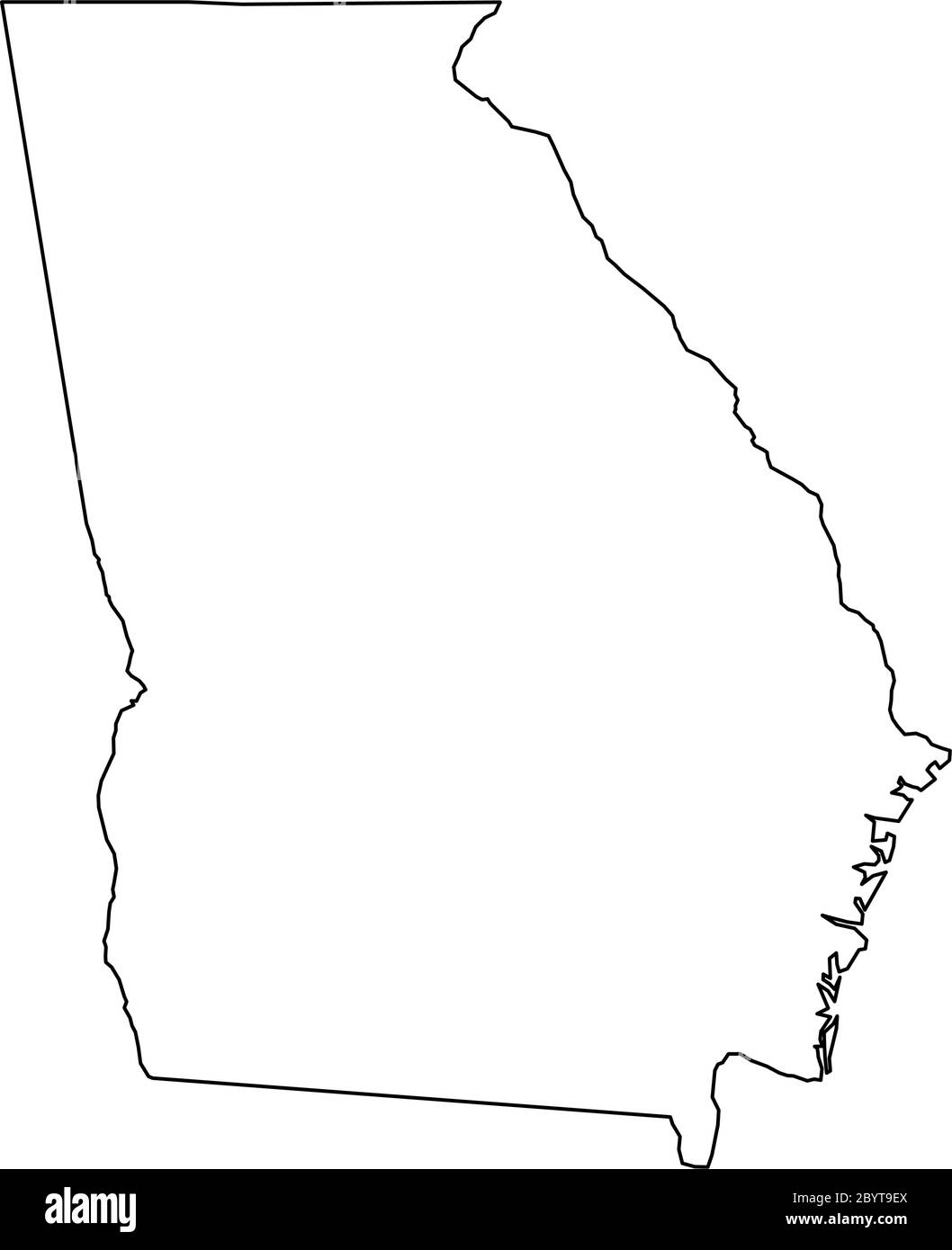 Georgia, State of USA - solide schwarze Übersichtskarte der Landesfläche. Einfache flache Vektorgrafik. Stock Vektor