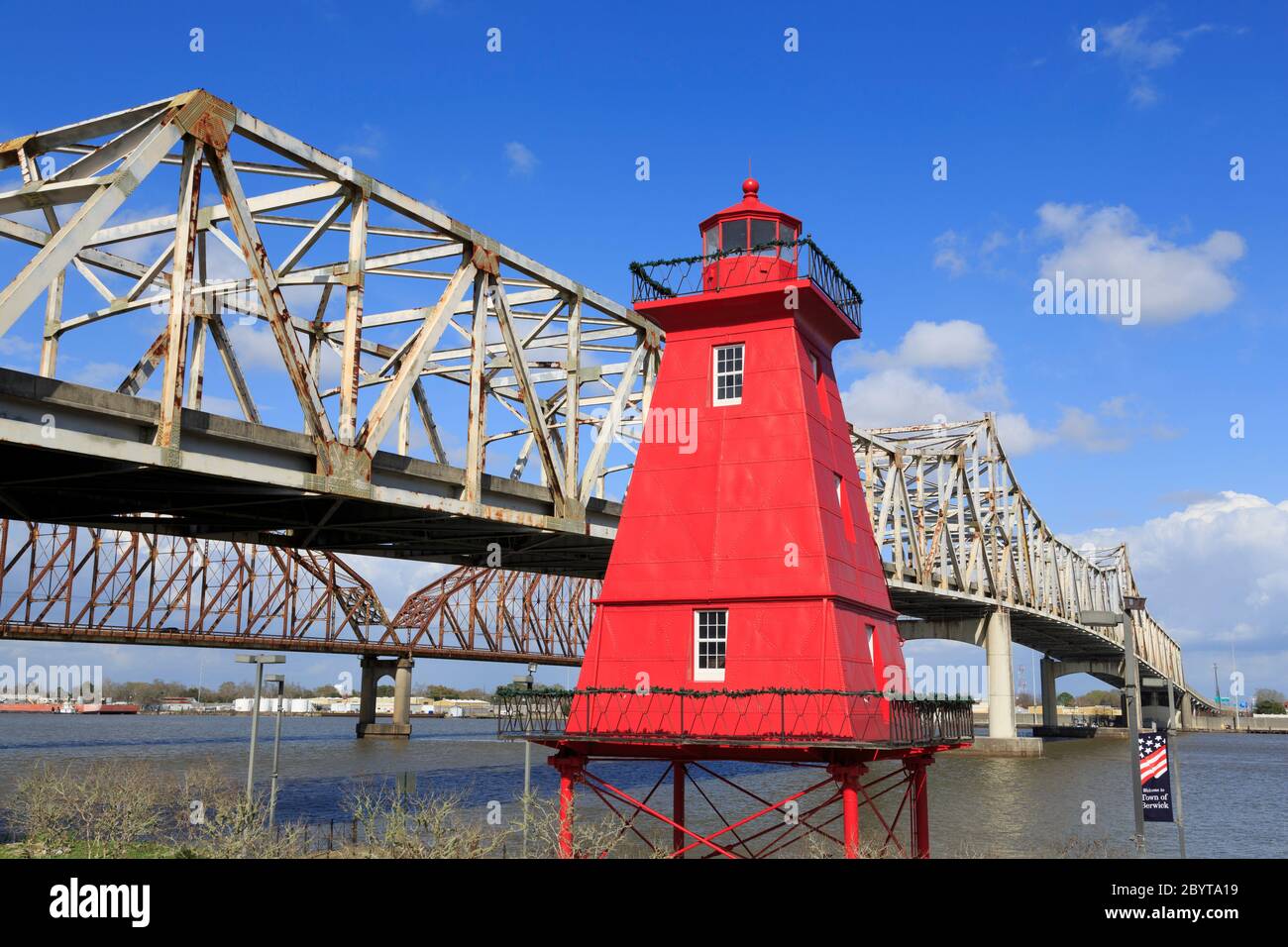 Southwest Reef Lighthouse, Berwick, Louisiana, USA Stockfoto