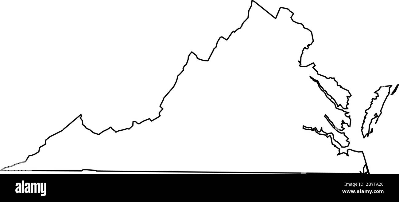 Virginia, Bundesstaat USA - solide schwarze Übersichtskarte der Landesfläche. Einfache flache Vektorgrafik. Stock Vektor