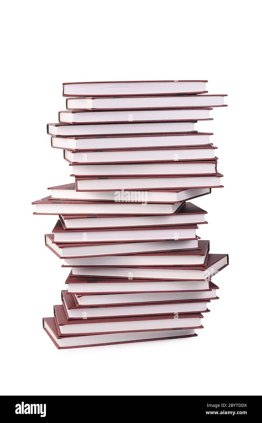 Stapel Bücher isoliert auf weiss Stockfoto