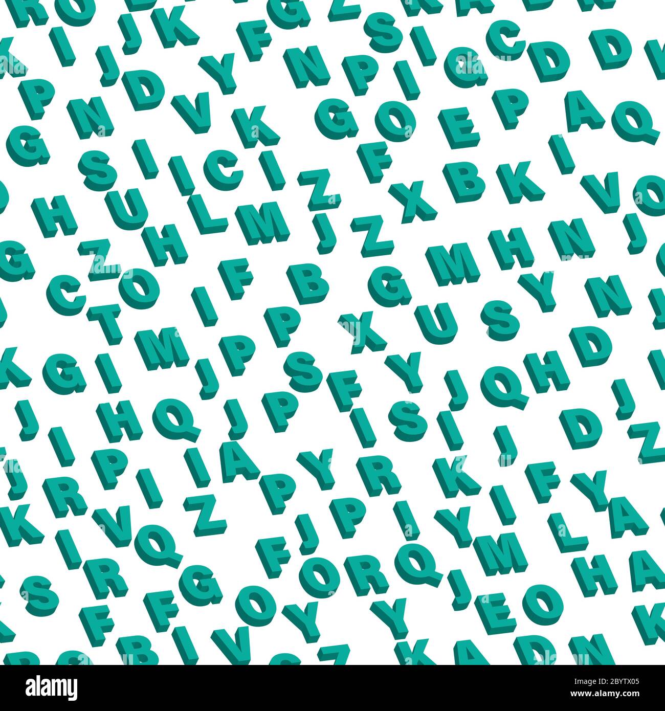 Mosaik aus blauen 3D-Buchstaben. Vektor-Nahtloses Muster. Stock Vektor