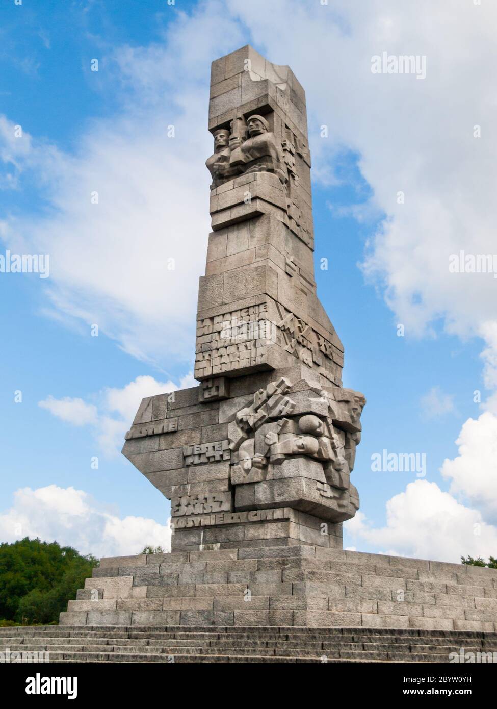 DANZIG, POLEN - UM 2014: Denkmal auf der Westerplatte zum Gedenken an die polnischen Verteidiger von Danzig in Polen, um 2014. Stockfoto