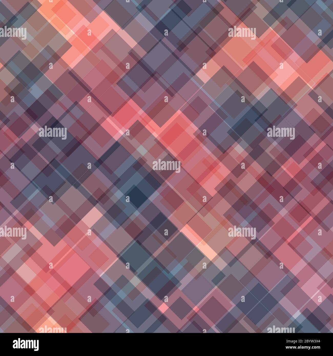 Nahtlose abstrakte geometrische Muster von überlappenden Quadraten in zufälliger Reihenfolge. Einfache flache Vektorgrafik. Stock Vektor