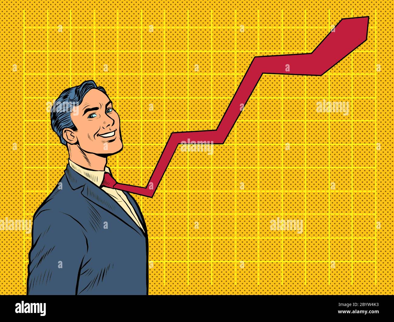 Ein Geschäftsmann mit einem wachsenden Zeitplan Stock Vektor