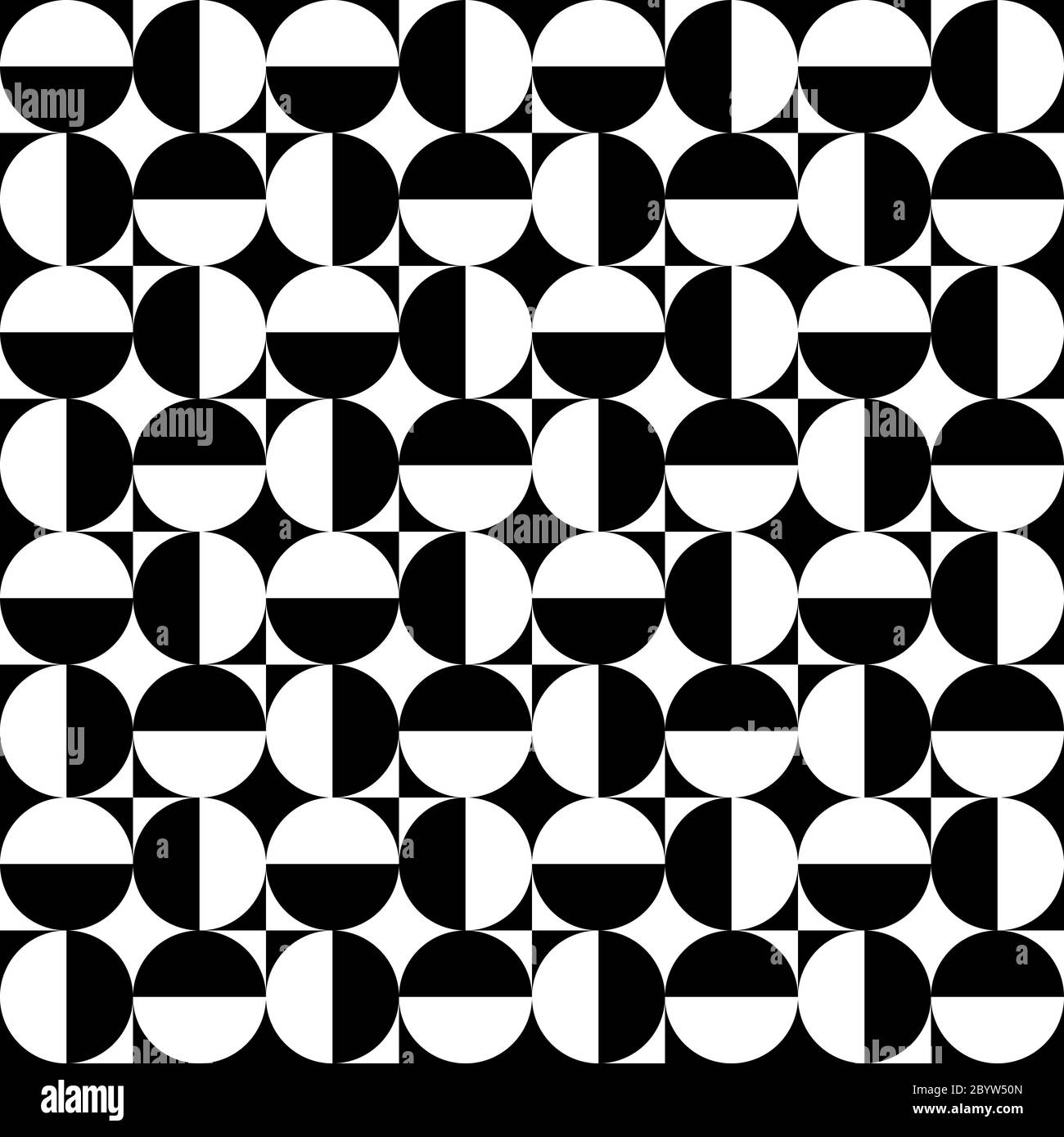 Geometrische Zeichen - Kreise und Quadrate. Kontrastreiche Retro-Nahtloses Muster in Schwarz und Weiß. Vektorgrafik. Stock Vektor