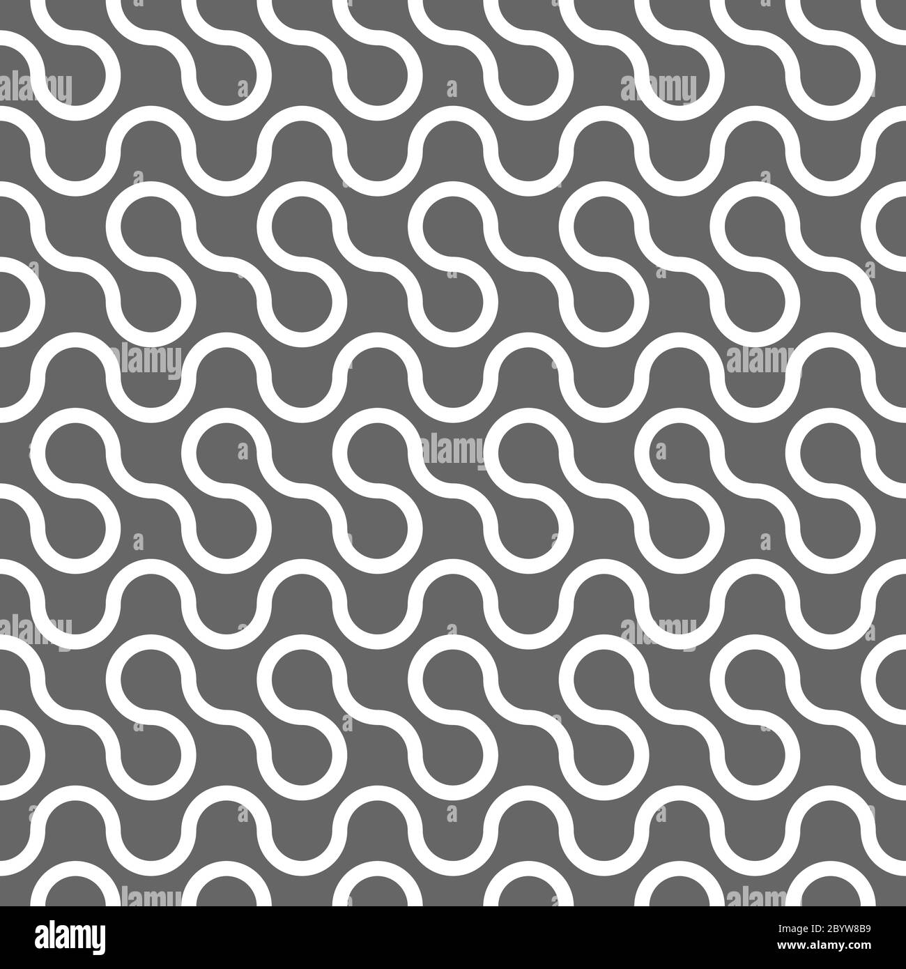 Abstraktes nahtloses Muster. Weiße kurvige Linien auf grauem Hintergrund. Vektorfeld. Stock Vektor
