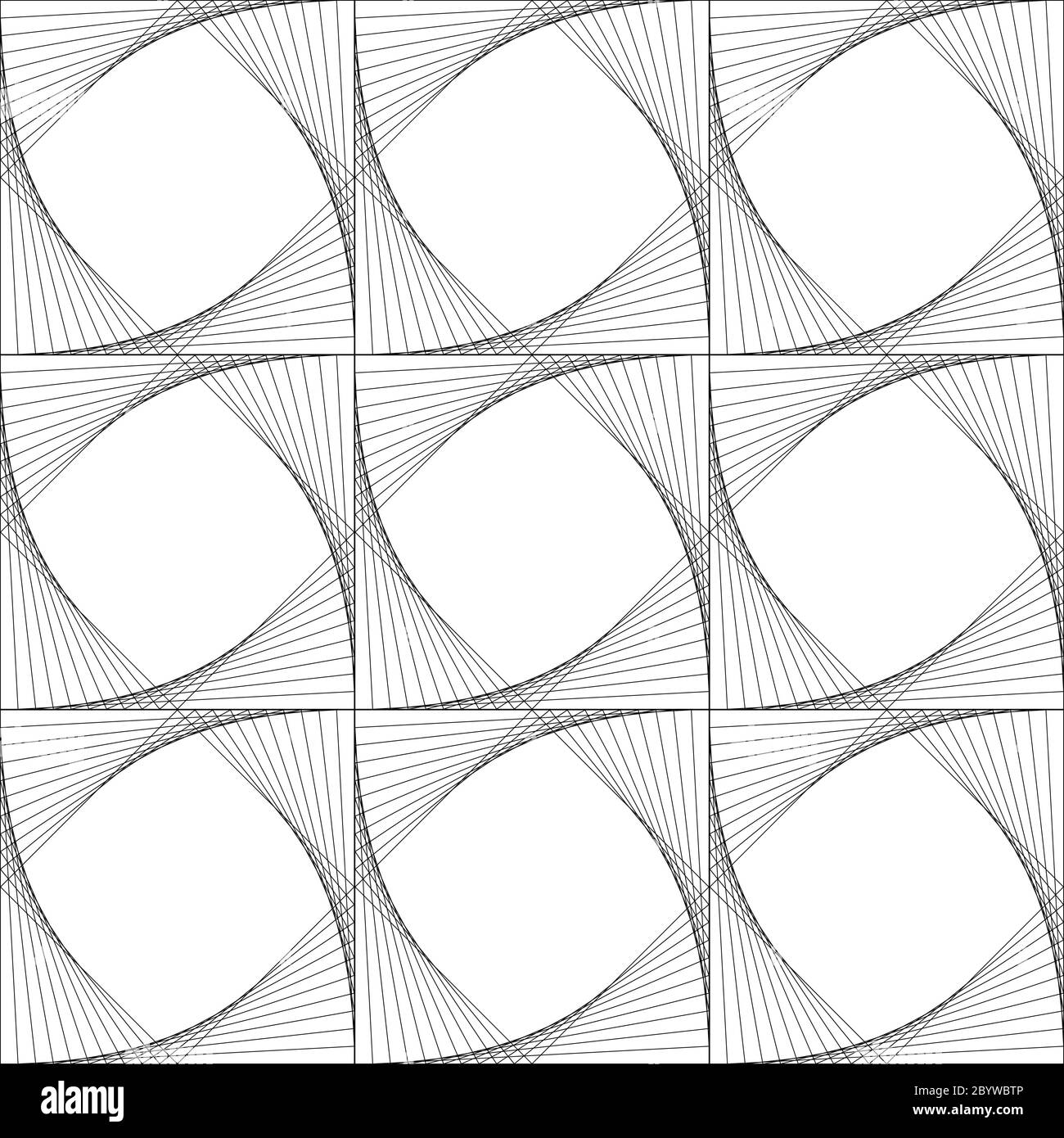 Abstrakt nahtlose Muster Hintergrund von dünnen schwarzen Kurven. Netz aus gestreiften Sternen. Vektorgrafik. Stock Vektor