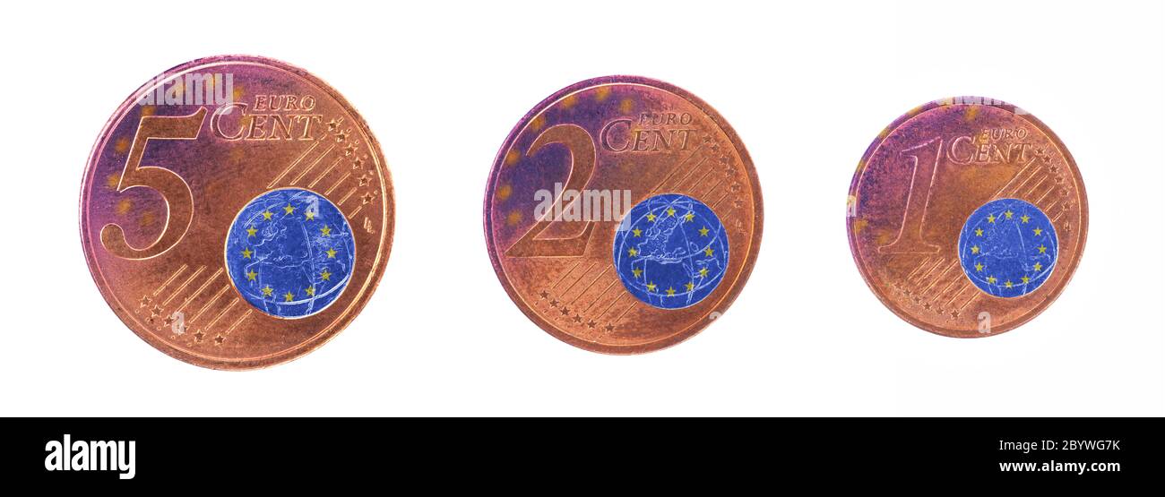 Europäischen Union Konzept - 1, 2 und 5 Cent Stockfoto