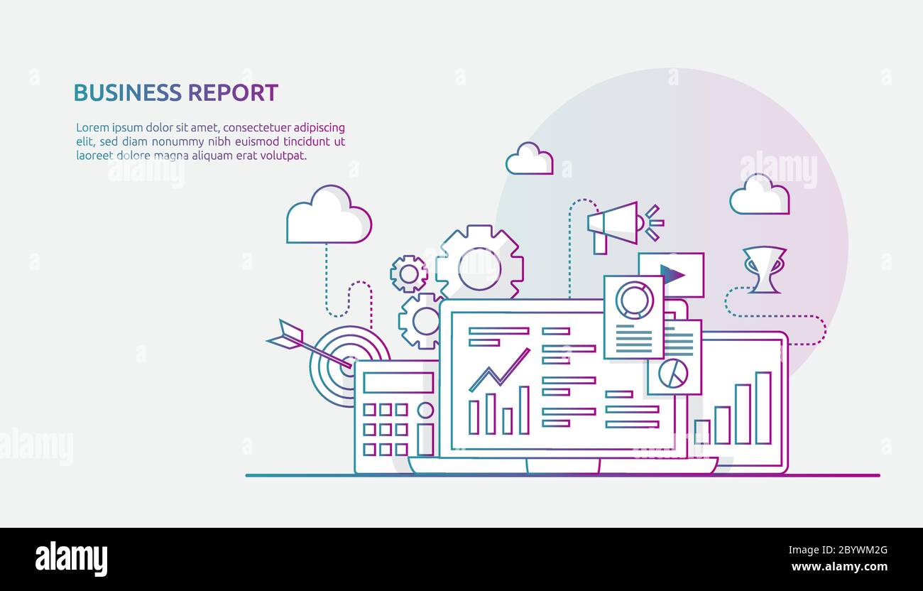 Diagramm Dokument-Datenreport Konzept für Unternehmensstatistiken, Investitionsanalyse, Planungsforschung und Finanzaudit Rechnungslegung mit Papierbogen Stock Vektor