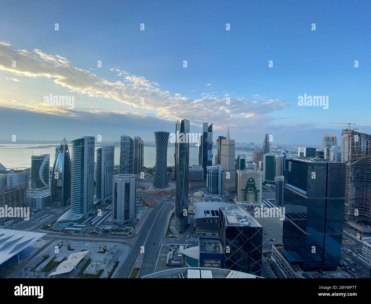 Schöne Stadtansicht Luftaufnahme der westlichen Bucht Doha City Stockfoto