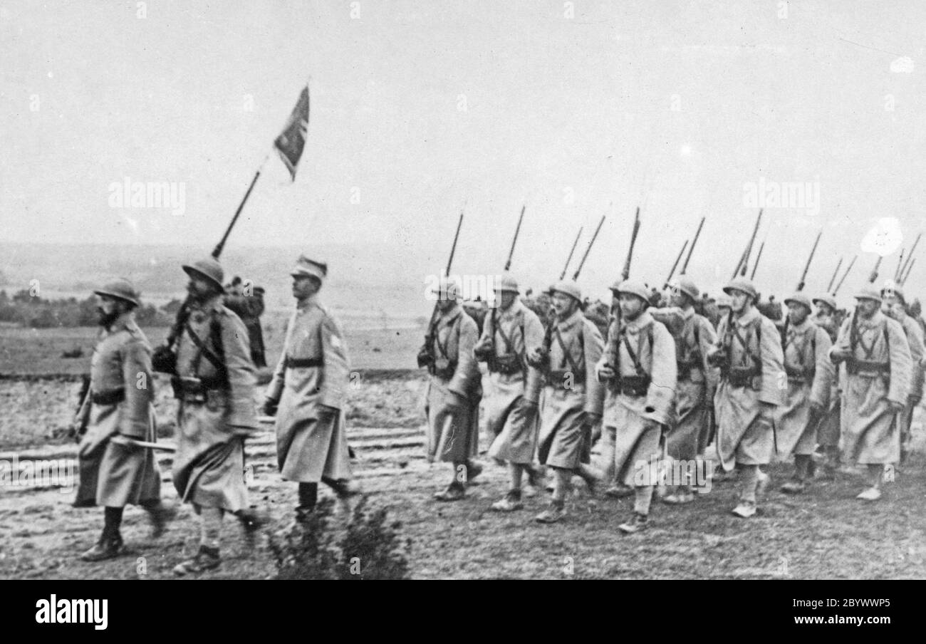 Polnische Armee in Frankreich - eine Übersicht über die Truppen, die an die Front gehen; 1918 Stockfoto