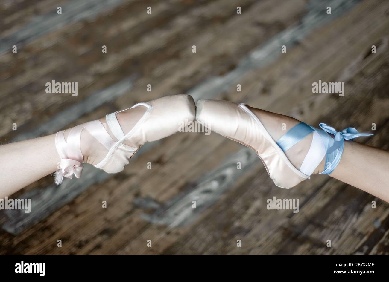 Spitzen Füßen in Ballettschuhe Stockfoto