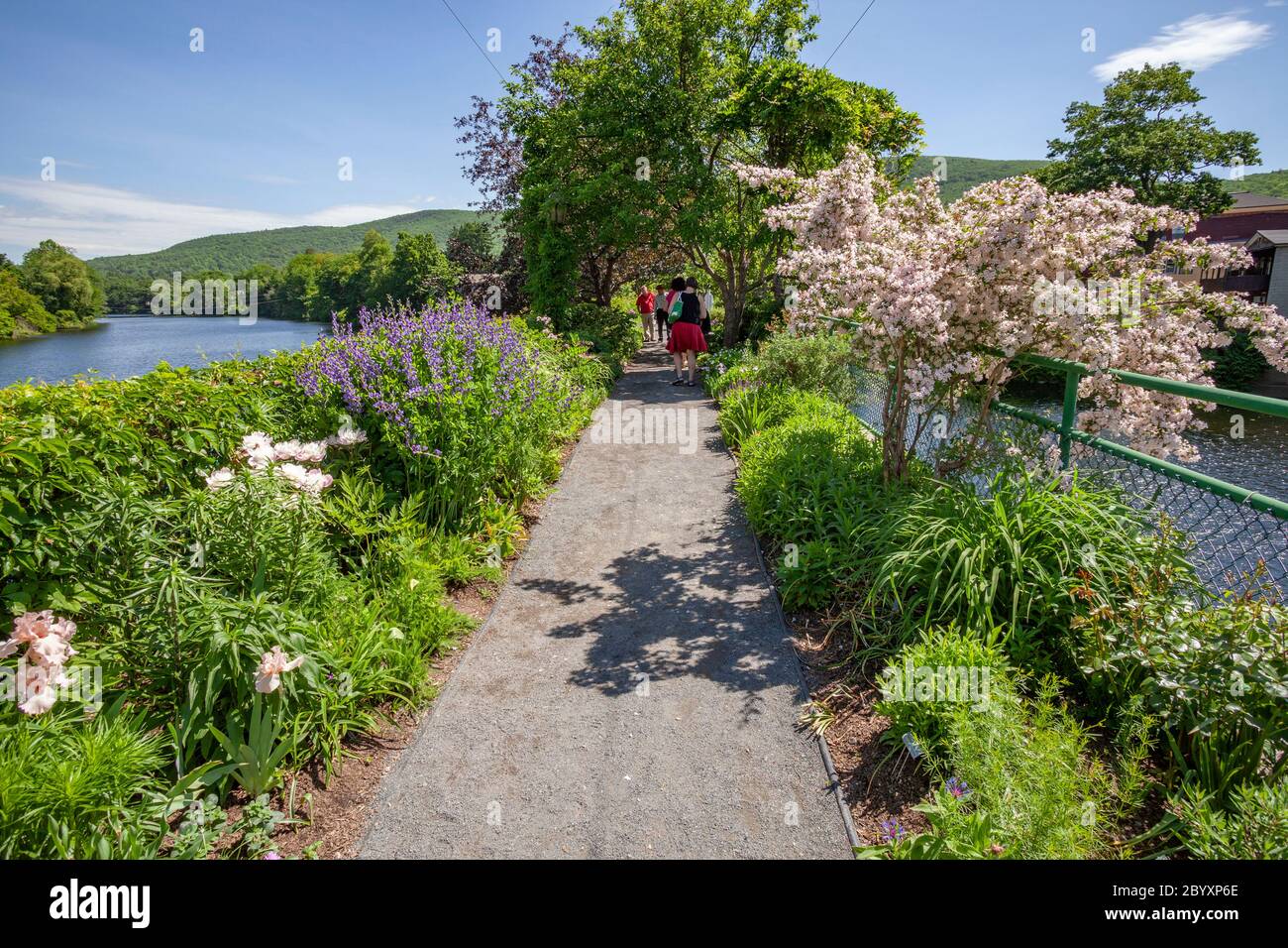 Die Brücke der Blumen in Shelburne Falls, Massachusetts Stockfoto