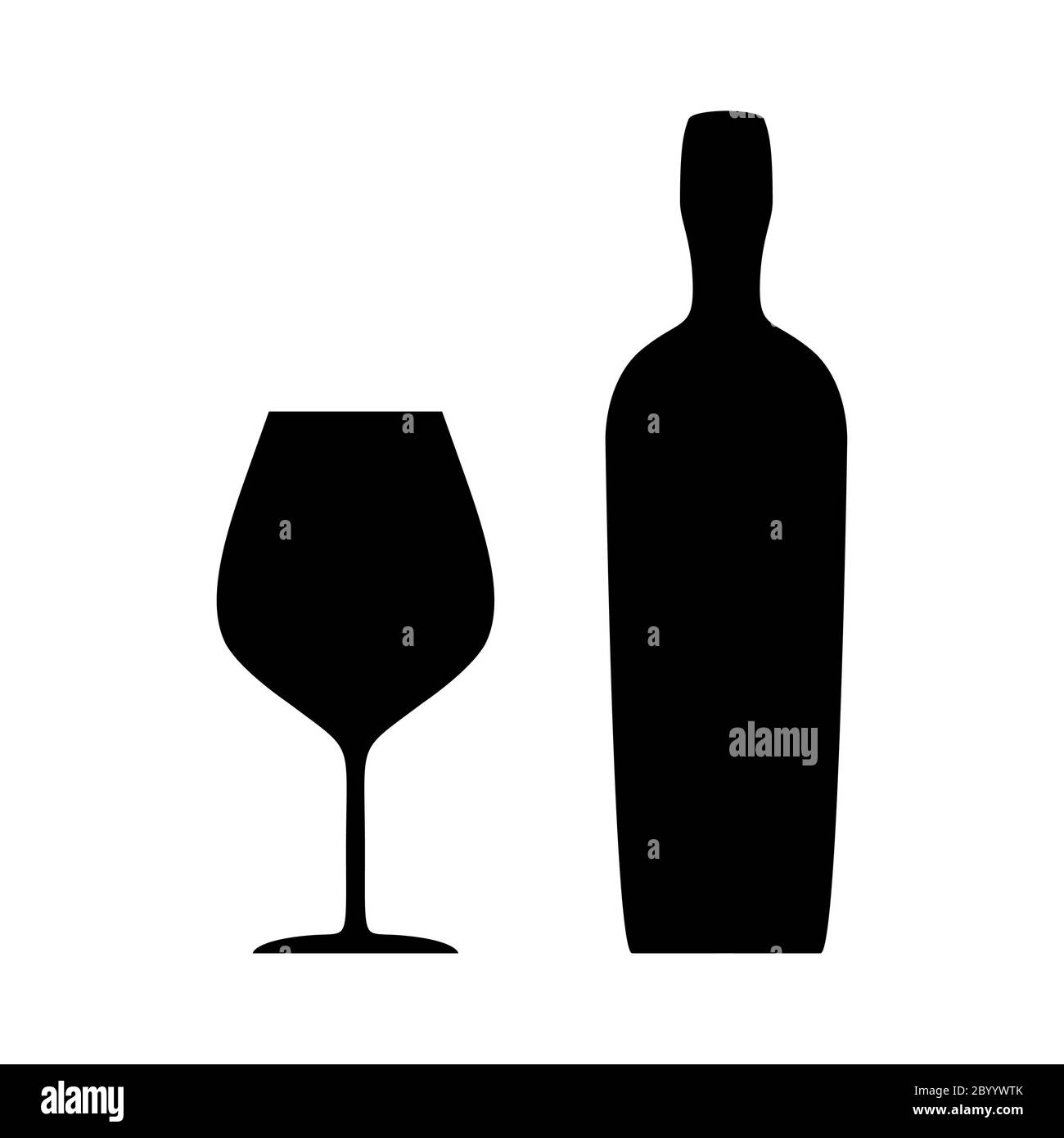 Symbole aus Rotweinglas und Flasche Silhouette. Vektorbild. Stock Vektor
