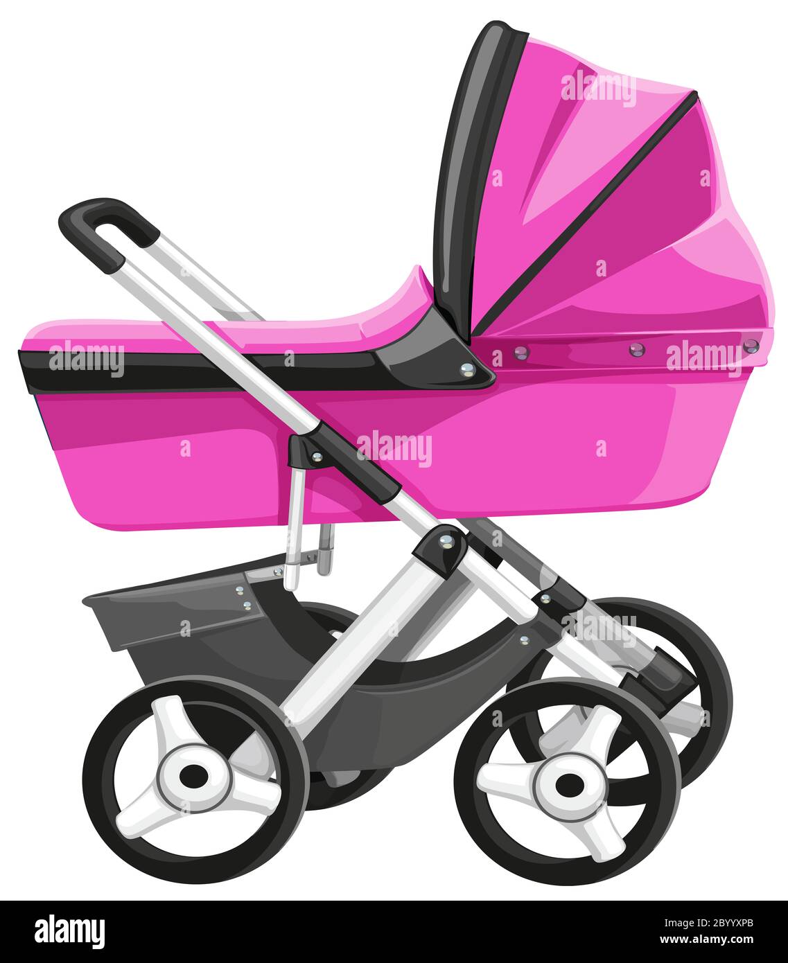 Baby Wagen Kinderwagen Neugeborene moderne Illustration Mädchen rosa  Stockfotografie - Alamy