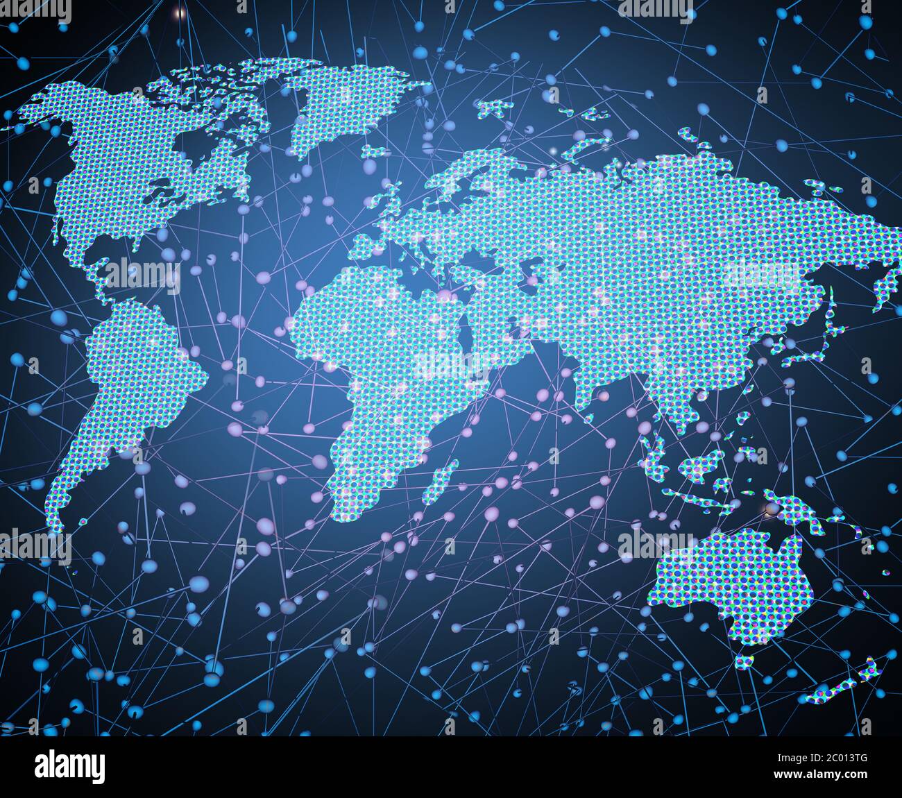 Globale Wireless-Verbindungstechnologie und Business-Connect-Konzept und Social-Internet-Technologien mit 3D-Renderelementen. Stockfoto