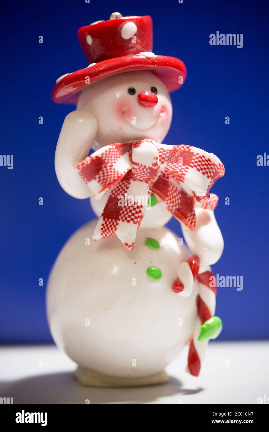 Grußkarte mit einem Schneemann Stockfoto