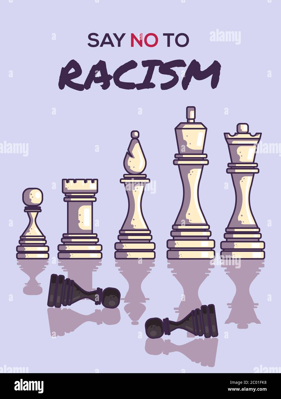 Poster Say No To Racism. Protestbanner über das Menschenrecht der Schwarzen. Schach-Vektor-Illustration Stock Vektor