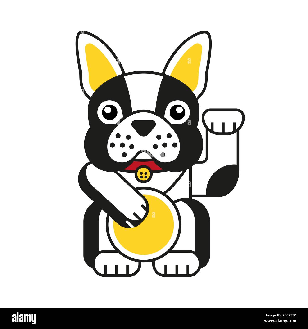 Lucky Französisch Bulldog-Symbol bringt Glück isoliert auf weißem Hintergrund. Stock Vektor